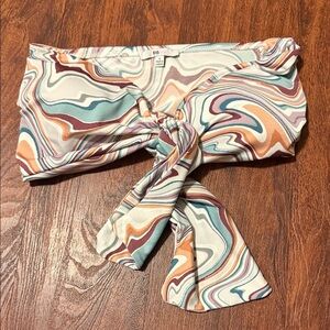 Women's Multicolor Swirl Tie-Front Bandeau Top